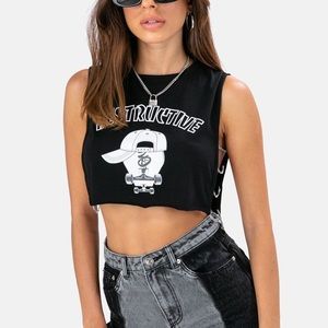 Black Muscle Tank Crop Top